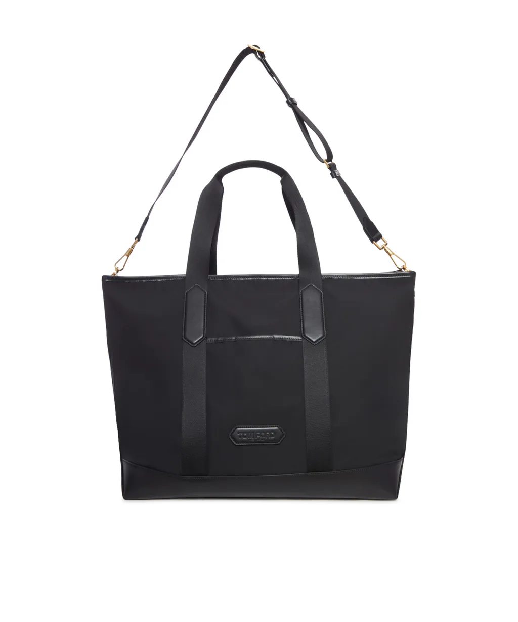 Leather-Trimmed Tote Bag