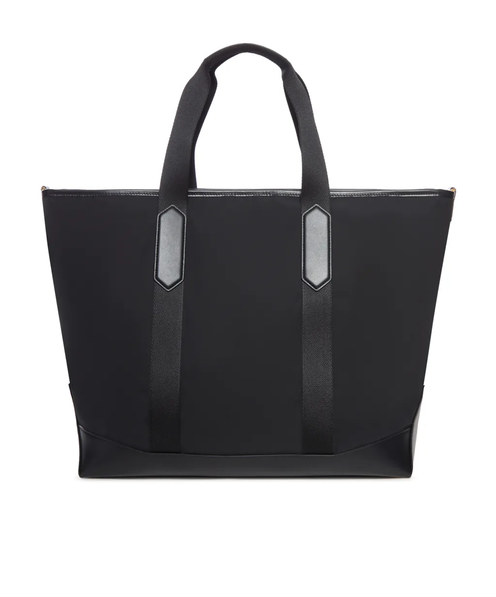 Leather-Trimmed Tote Bag