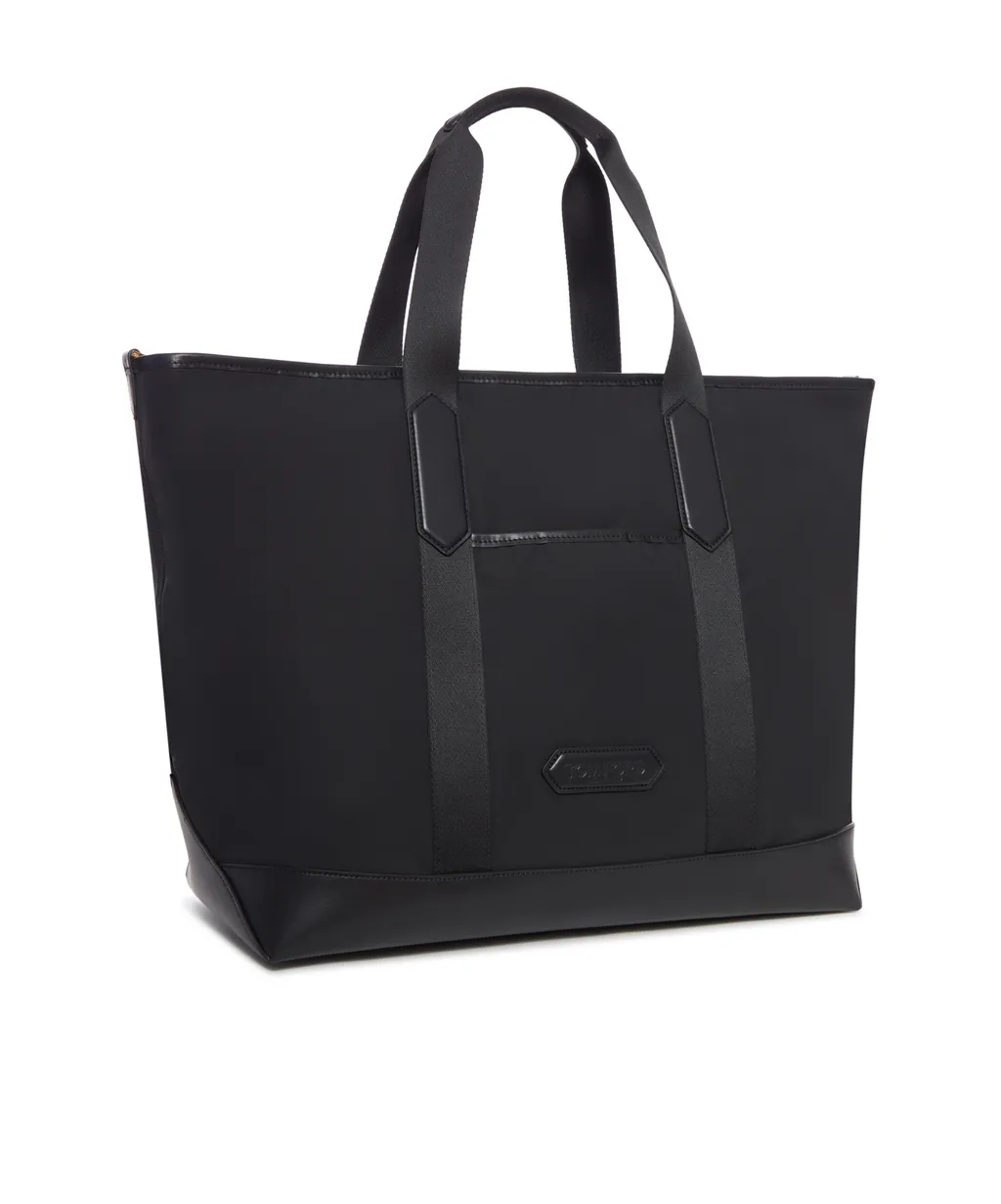 Leather-Trimmed Tote Bag