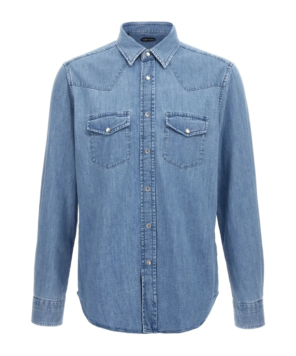 Long-Sleeved Denim Shirt