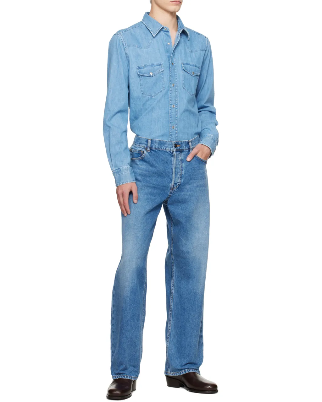 Long-Sleeved Denim Shirt