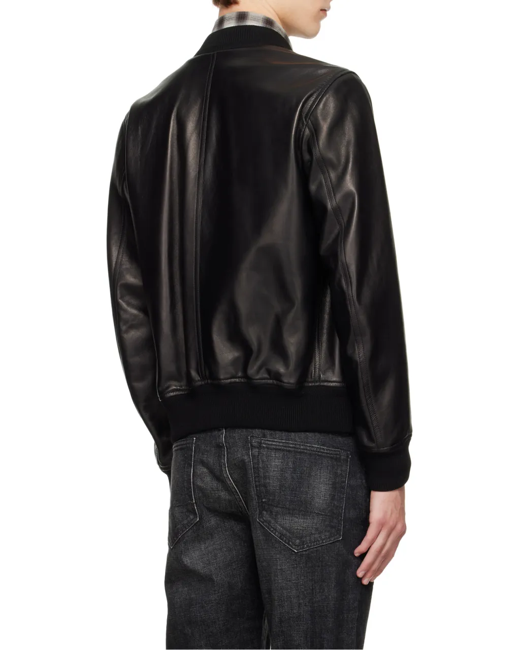 Shiny Leather Plonge Bomber Jacket