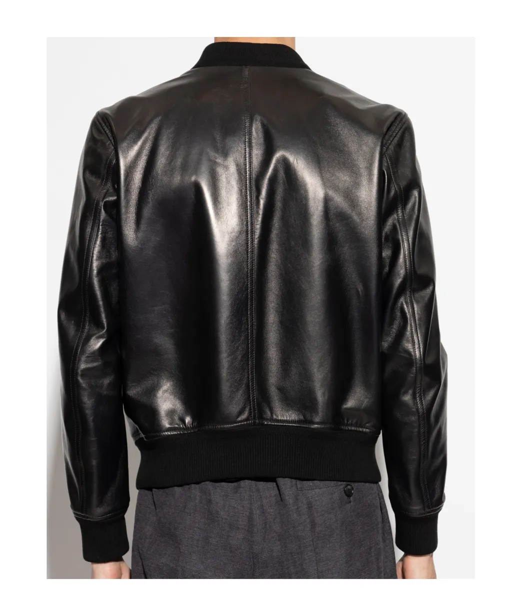 Shiny Leather Plonge Bomber Jacket
