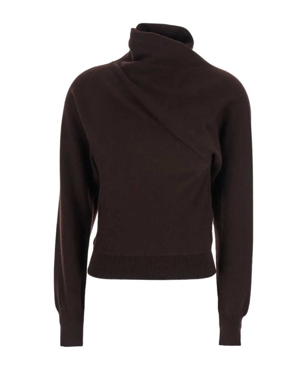 Wrap Collar Knitted Jumper