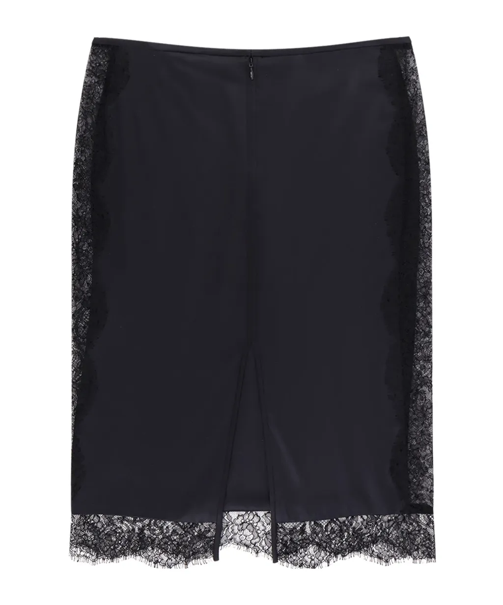 Lace Detailed Zipped Skirt