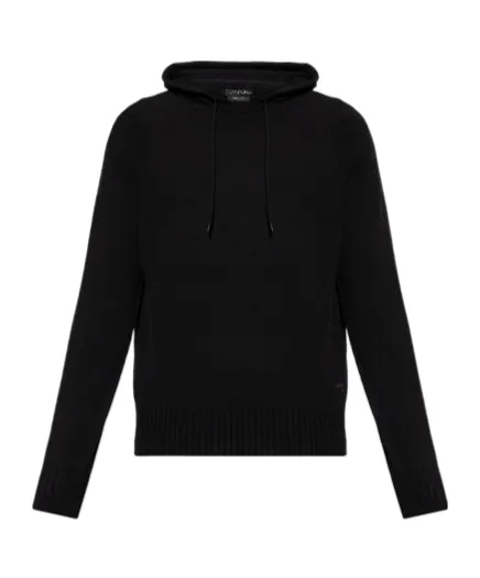 Logo Embroidered Ribbed Hoodie
