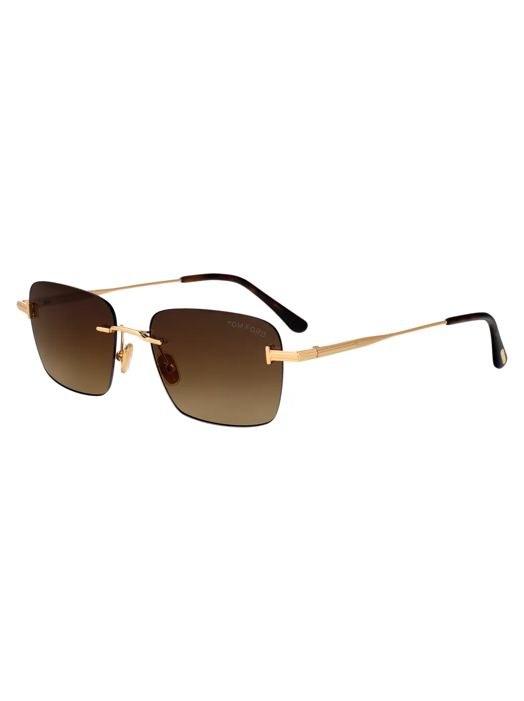 Rectangle-Frame Rimless Sunglasses