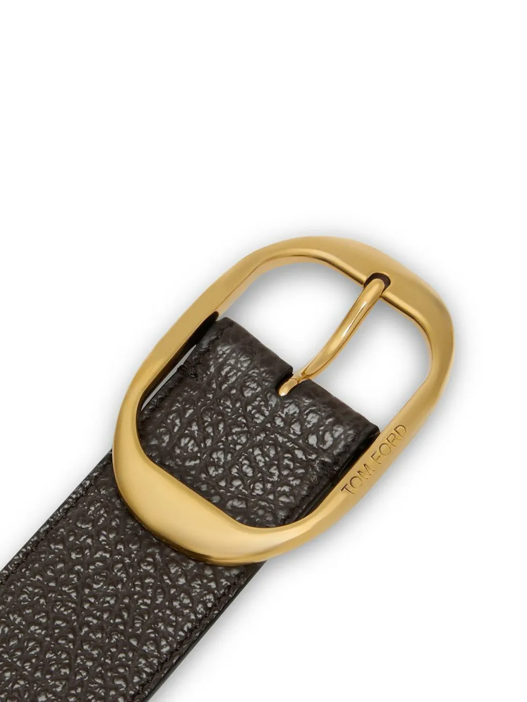 Oval-Buckle Textured Belt