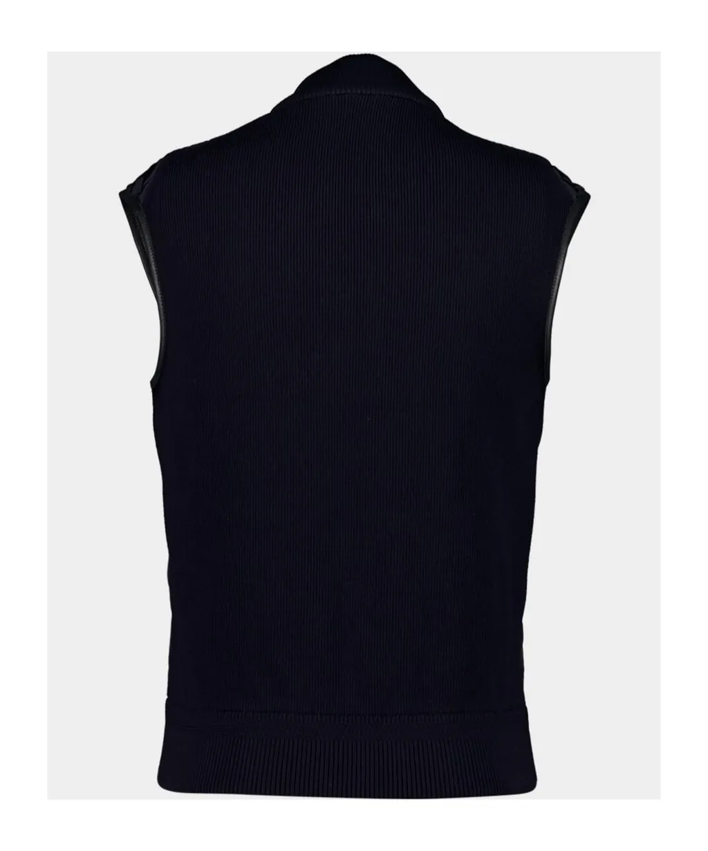 Diamond-Quilted Leather-Trim Gilet