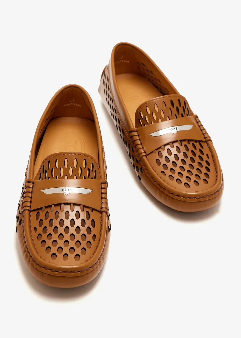 Logo Engraved Perforated Loafers