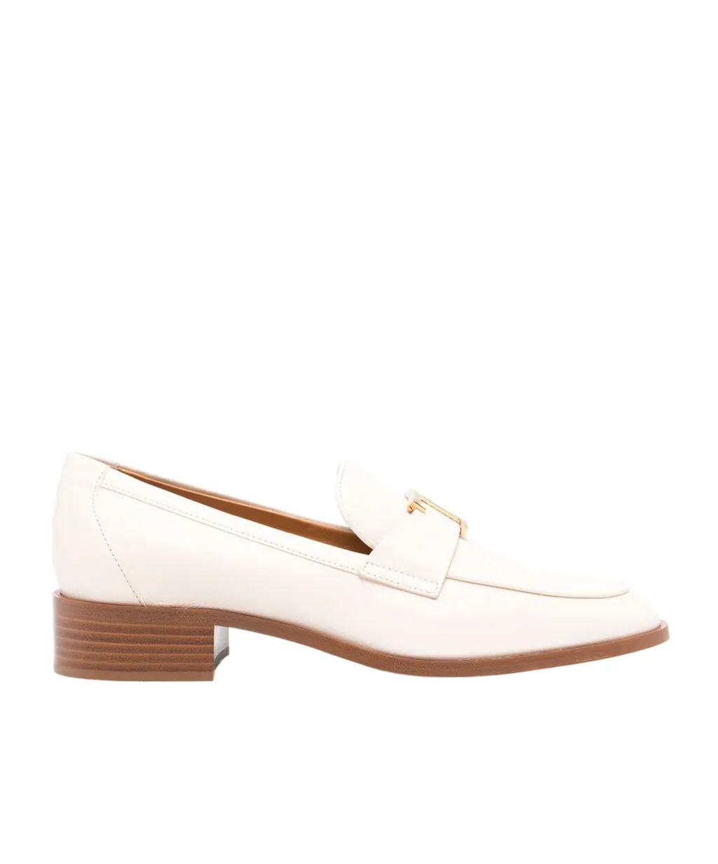 T-Logo Plaque Round Toe Loafers