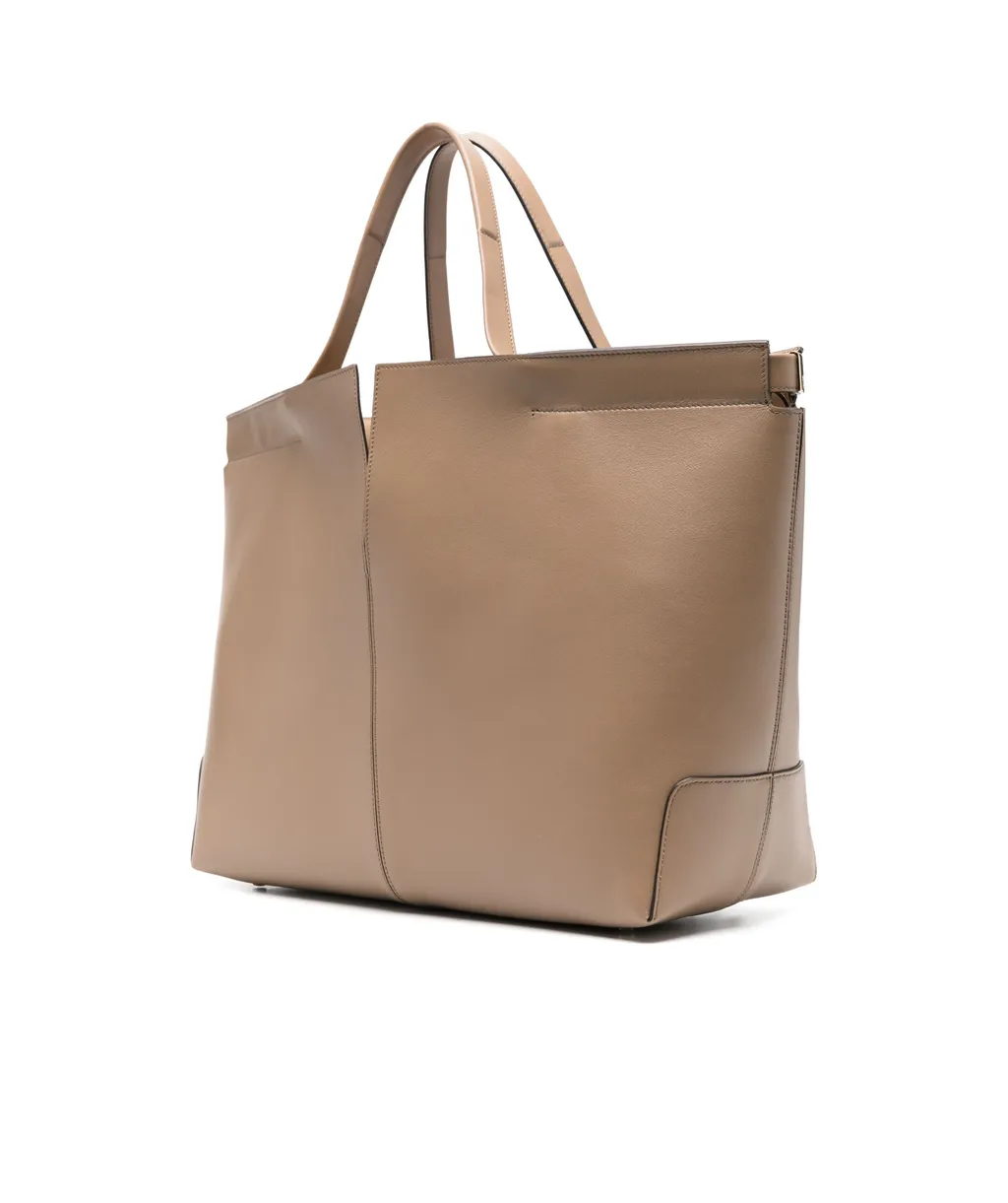 Slit-Detailed Top Handle Bag