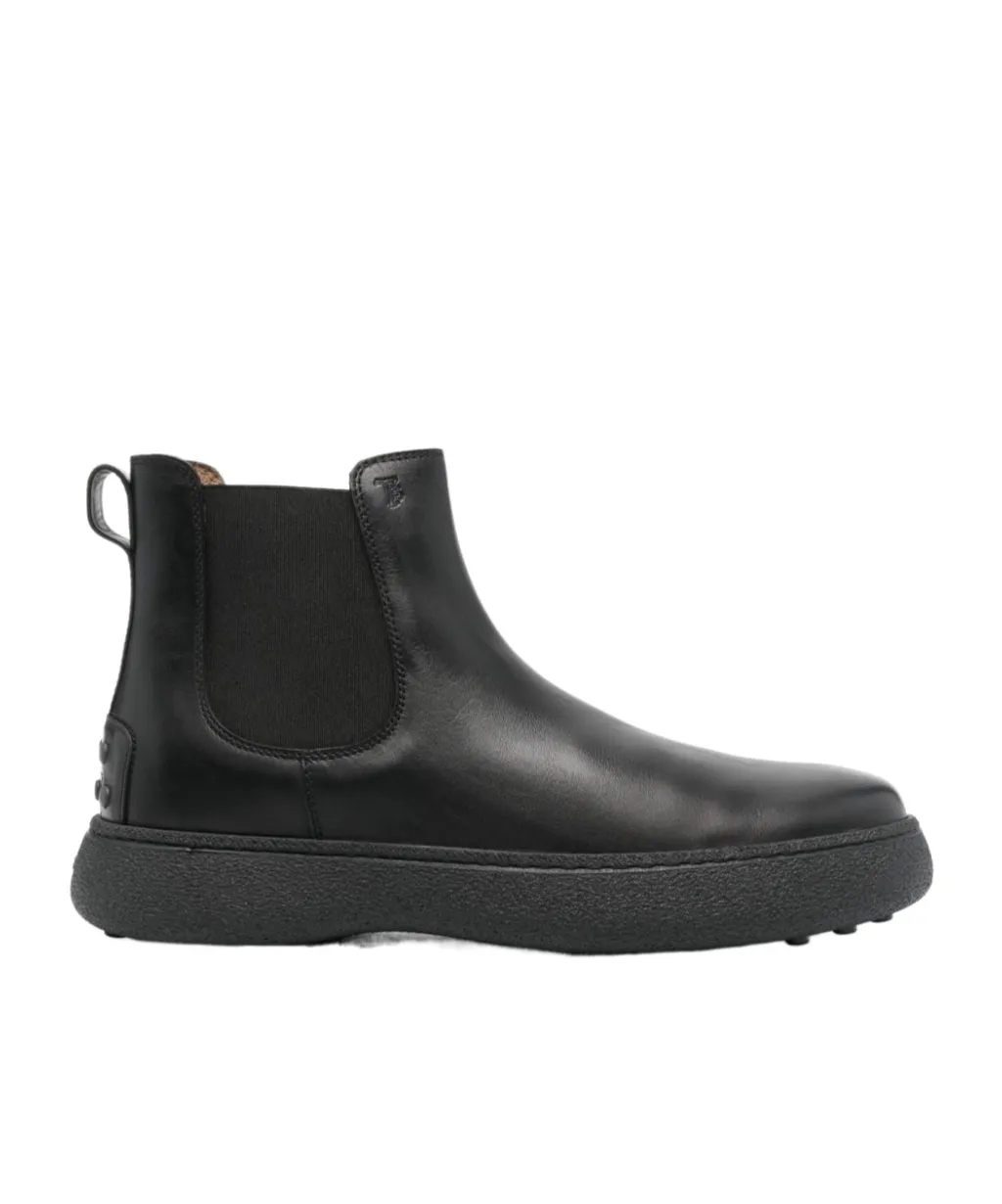 Logo-Debossed Round-Toe Ankle Boots