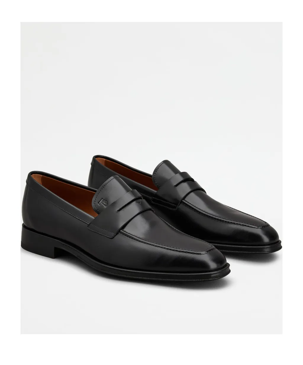Square-Toe High-Shine Loafers