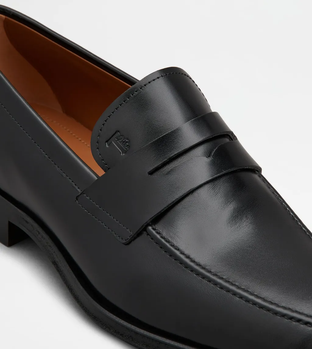 Square-Toe High-Shine Loafers