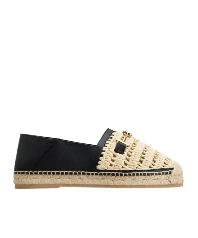Woven-Raffia Leather Espadrilles
