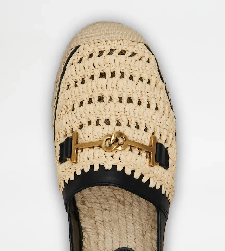 Woven-Raffia Leather Espadrilles