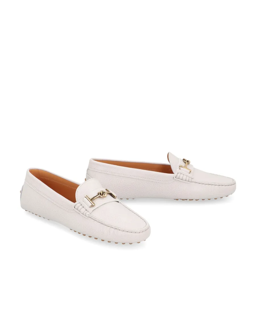 Logo Plaque Round Toe Loafers