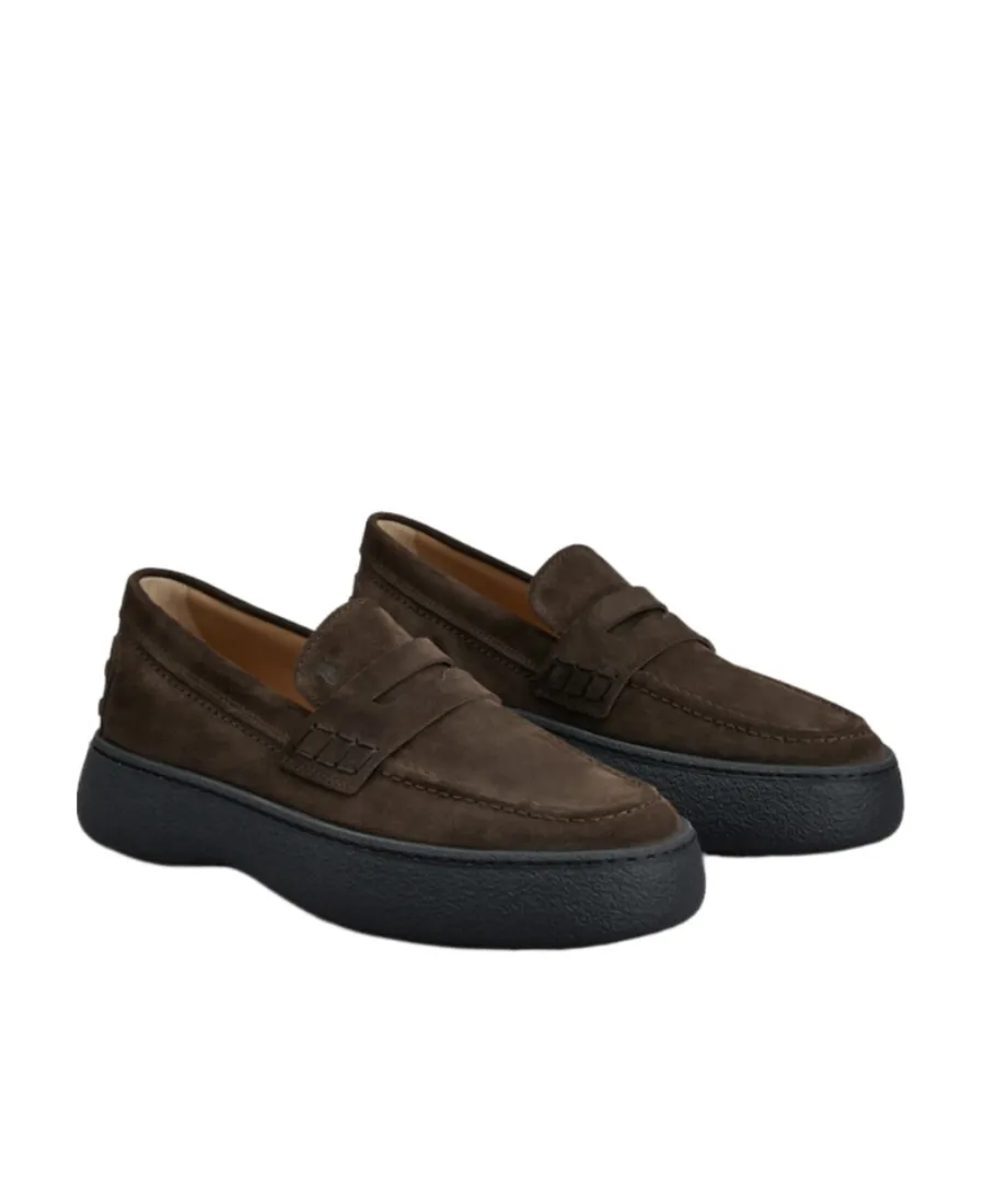 Logo-Stamped Suede Penny Loafers