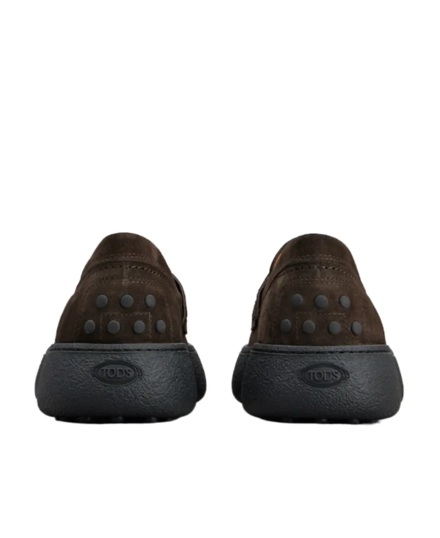 Logo-Stamped Suede Penny Loafers