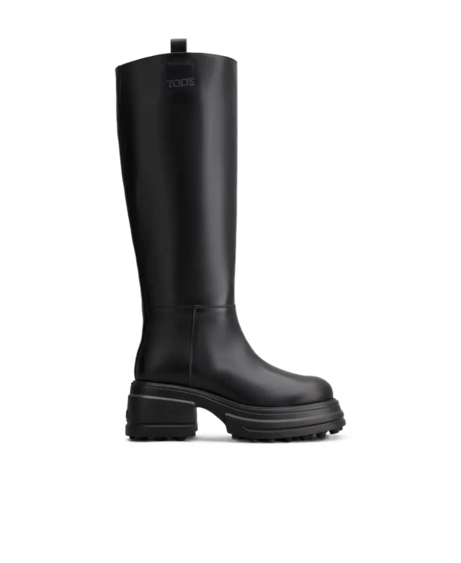 Logo Embossed Knee-Length Boots
