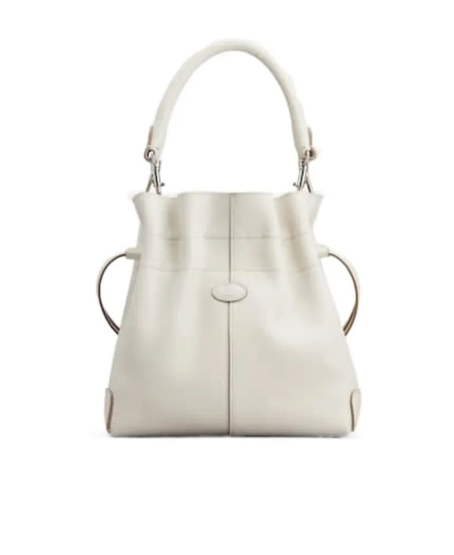 Logo-Patch Leather Bucket Bag