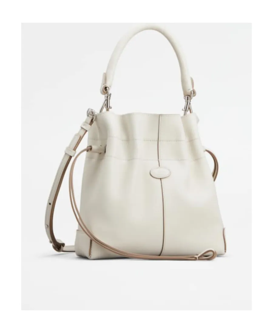 Logo-Patch Leather Bucket Bag