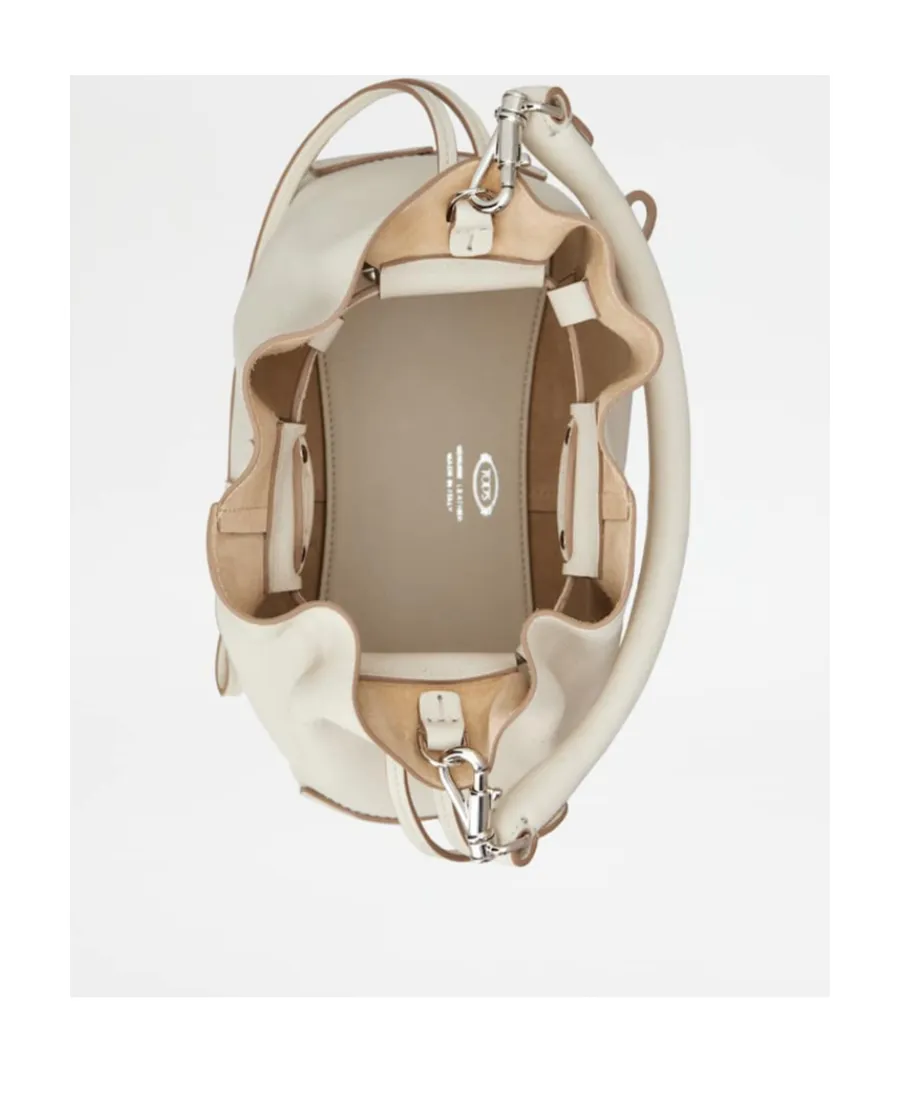 Logo-Patch Leather Bucket Bag