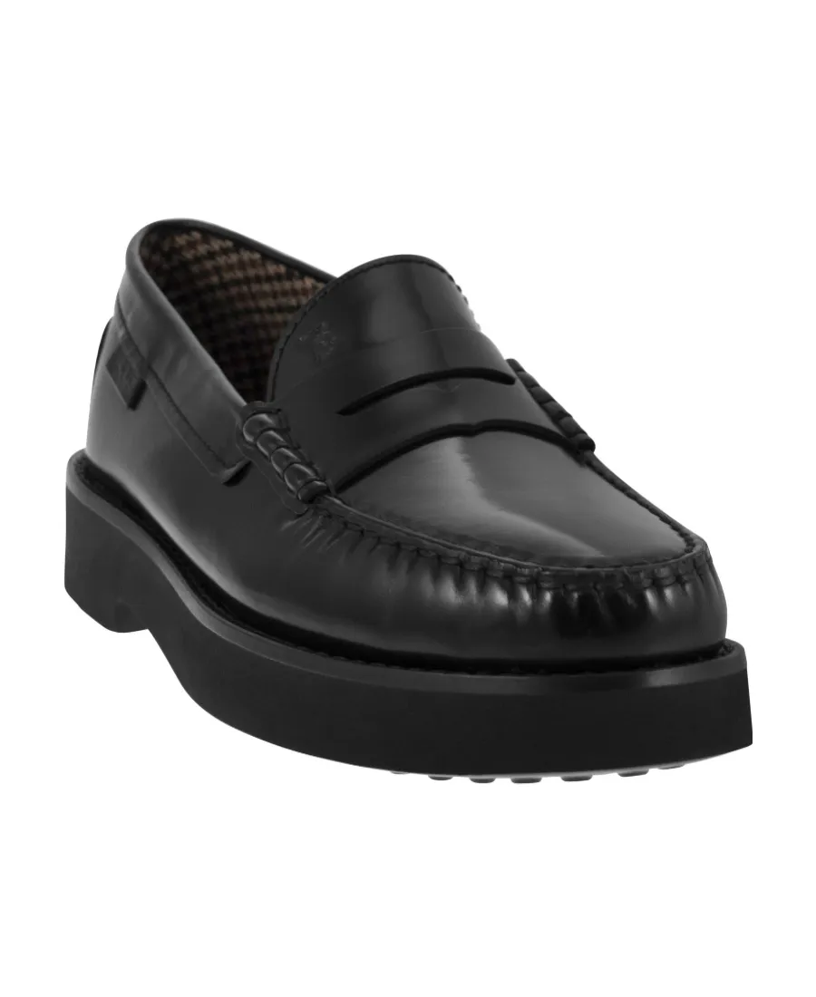Penny-Slot Round-Toe Loafers