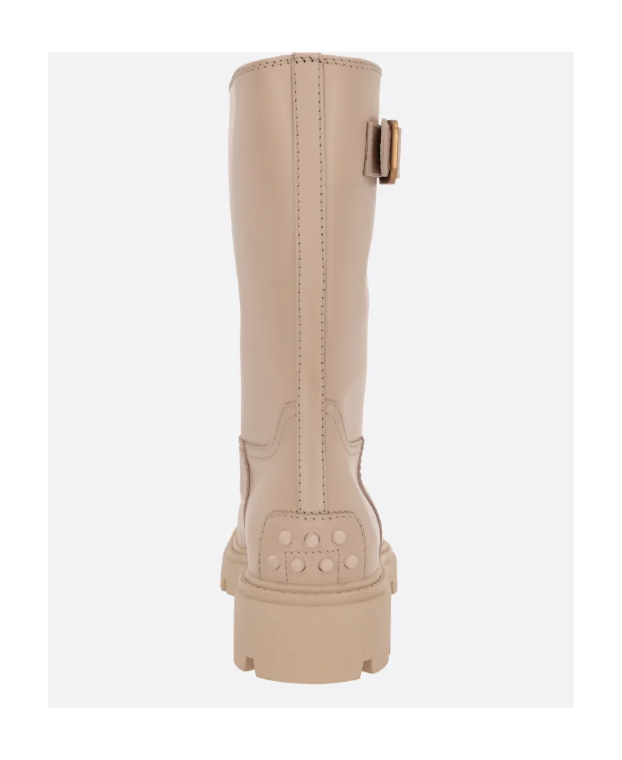 Buckle-Detailed Round-Toe Boots