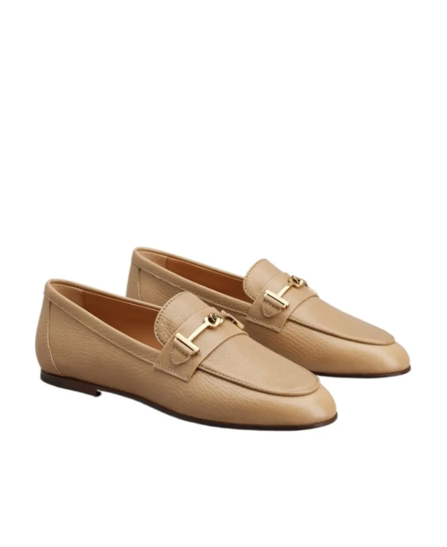 Logo Plaque Almond Toe Loafers