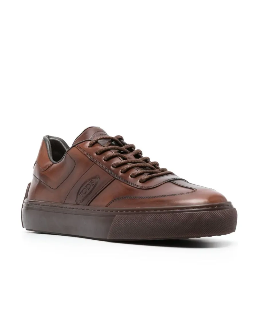 Logo-Debossed Round Toe Lace-Up Sneakers