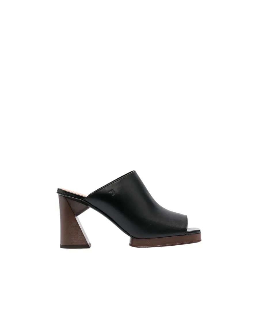 Platform 95Mm Leather Mules