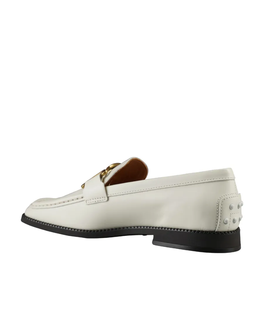 Leather Chain-Link Detail Loafers