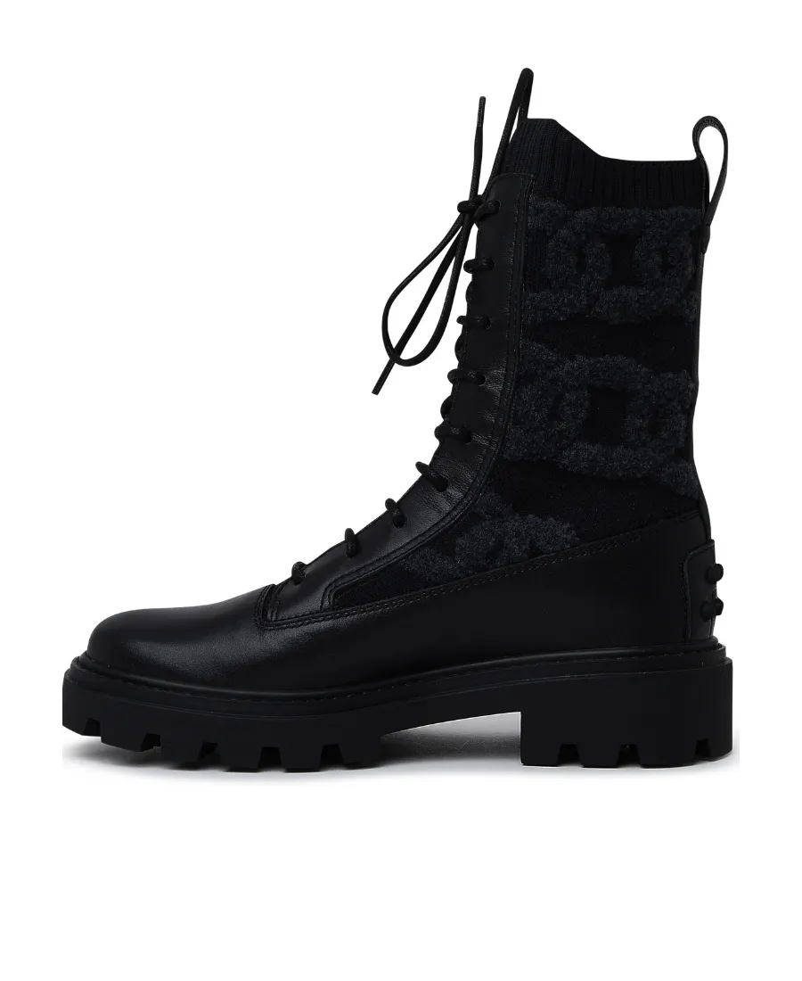 Shearling-Logo Combat Boots