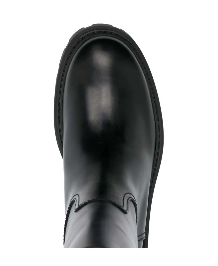 Buckle-Detailed Round-Toe Boots