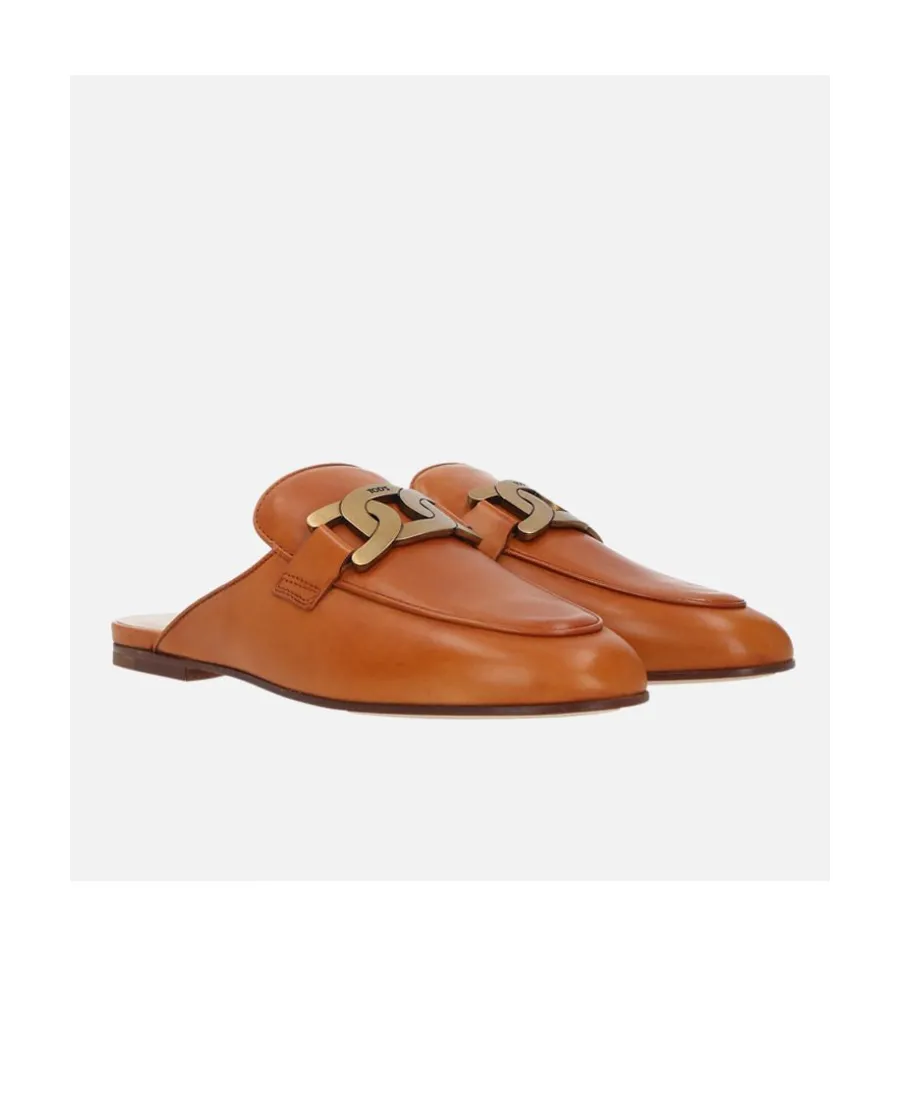 Chain-Link Leather Mules
