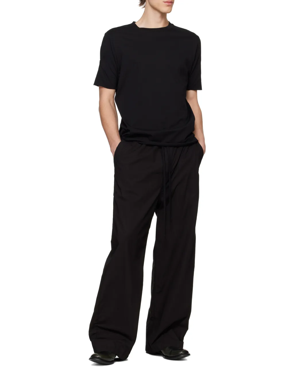 Drawstring-Waistband Wide-Leg Trousers