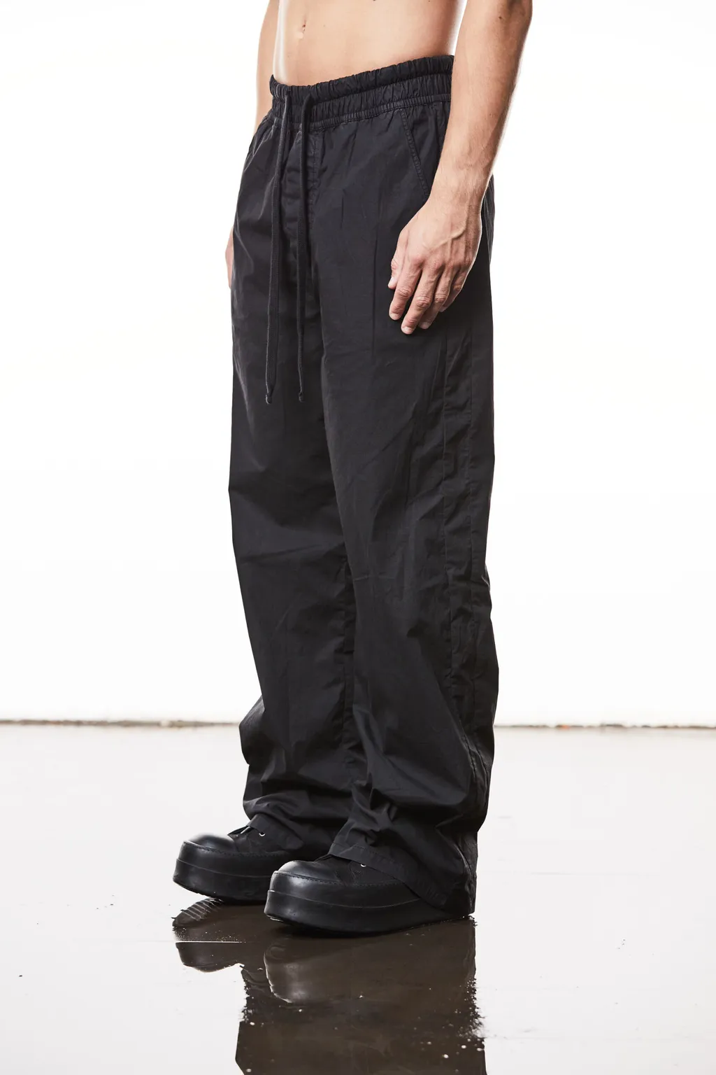 Drawstring-Waistband Wide-Leg Trousers
