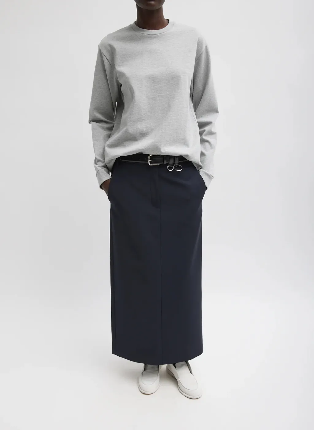 Rear-Vent Midi Skirt