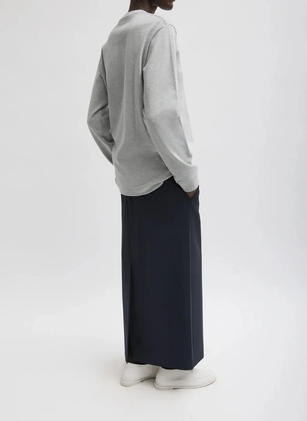 Rear-Vent Midi Skirt