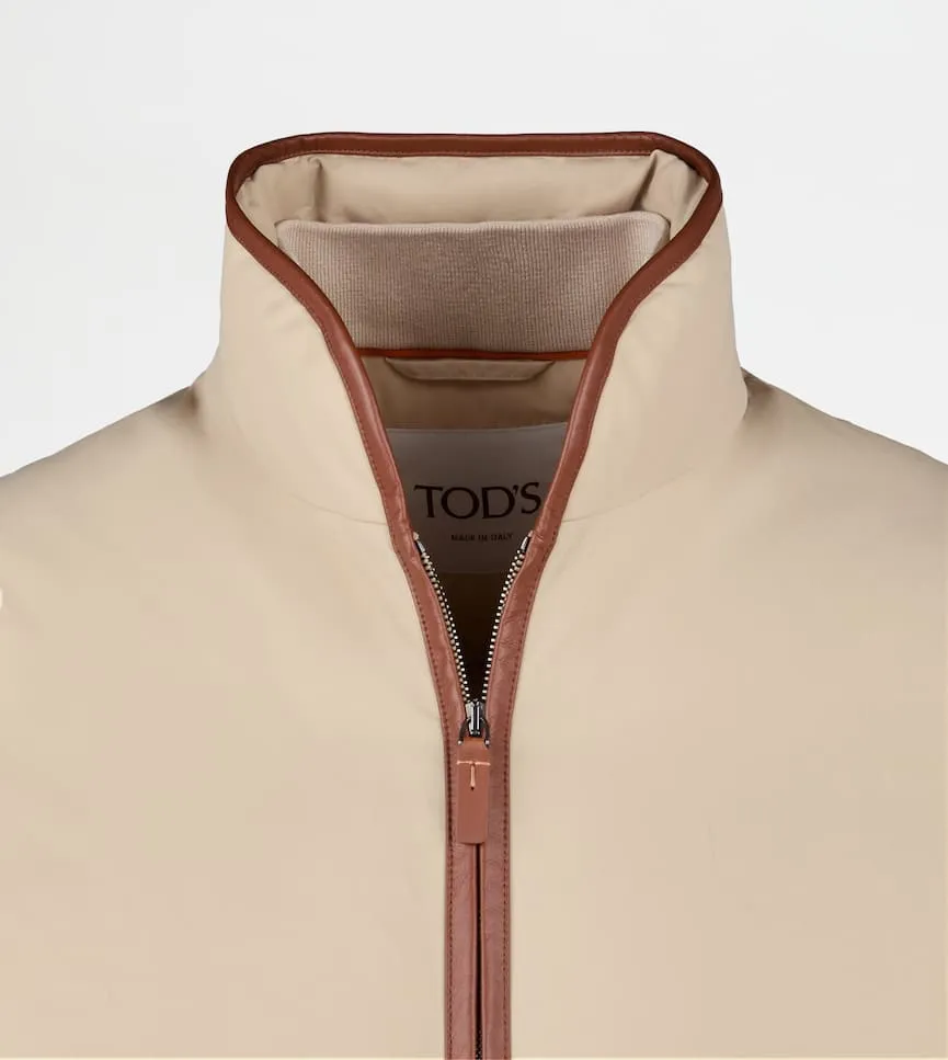 Leather-Trim Down Jacket