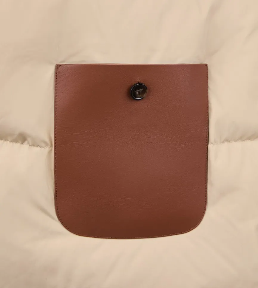Leather-Trim Down Jacket