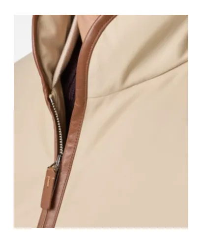 Leather-Trim Down Jacket