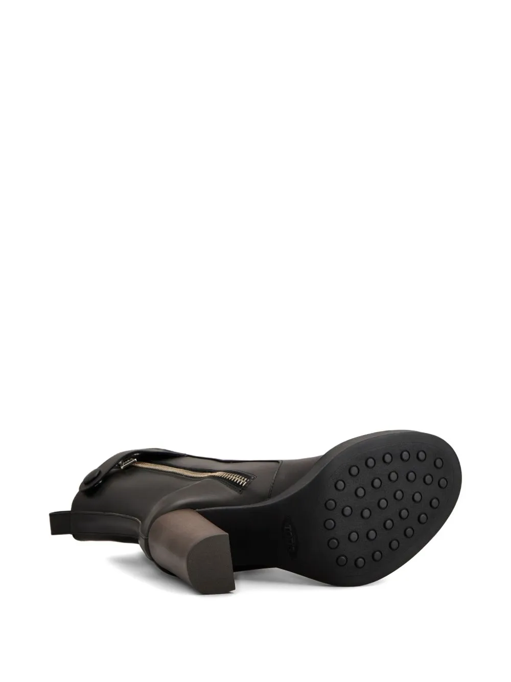 Leather Zip-Fastening Block-Heel Boots