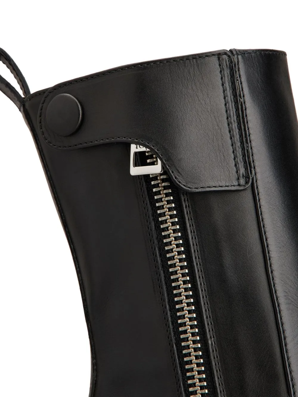 Leather Zip-Fastening Block-Heel Boots