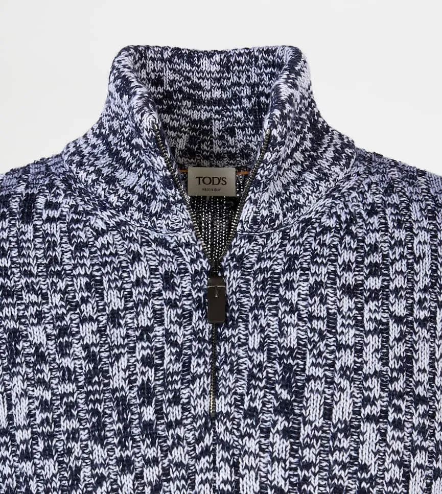 Half-Zip Textured Wool Sweater