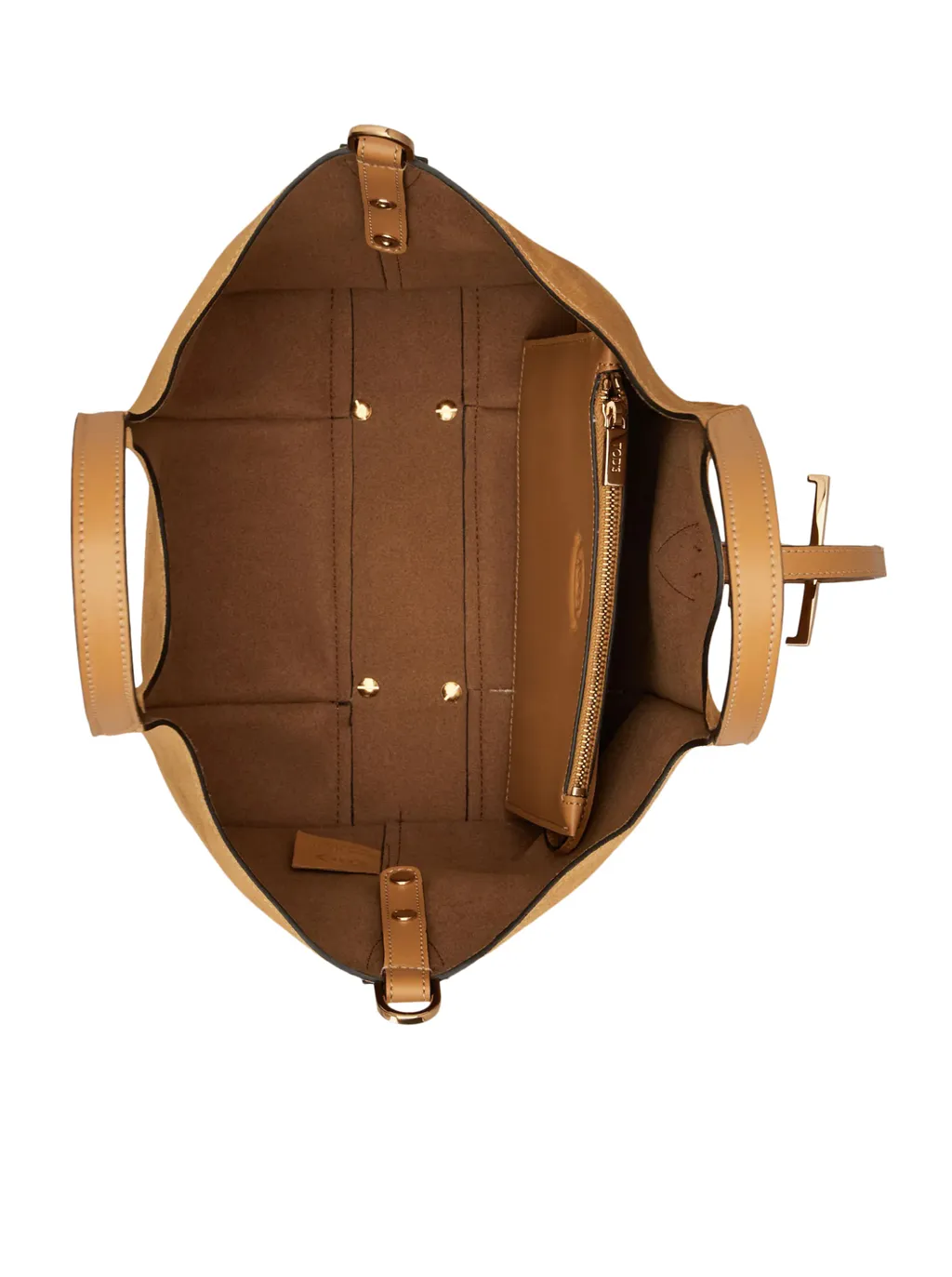 T-Logo Suede Leather Shoulder Bag