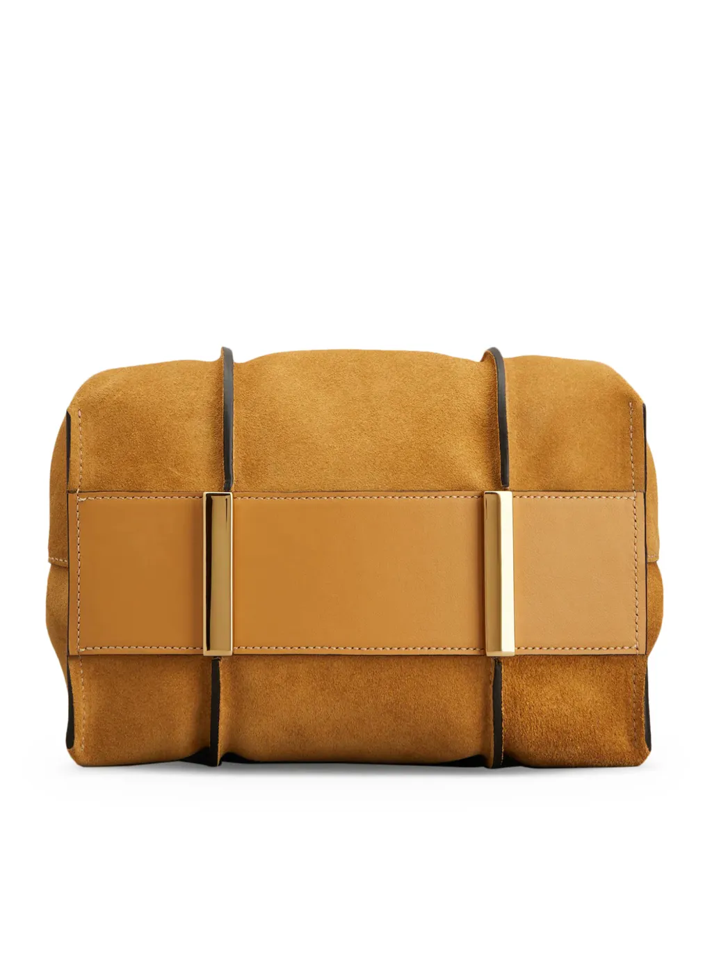 T-Logo Suede Leather Shoulder Bag