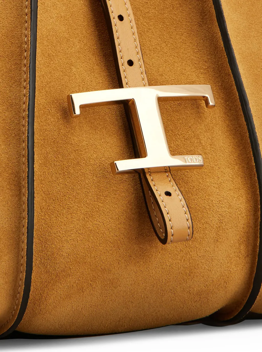 T-Logo Suede Leather Shoulder Bag